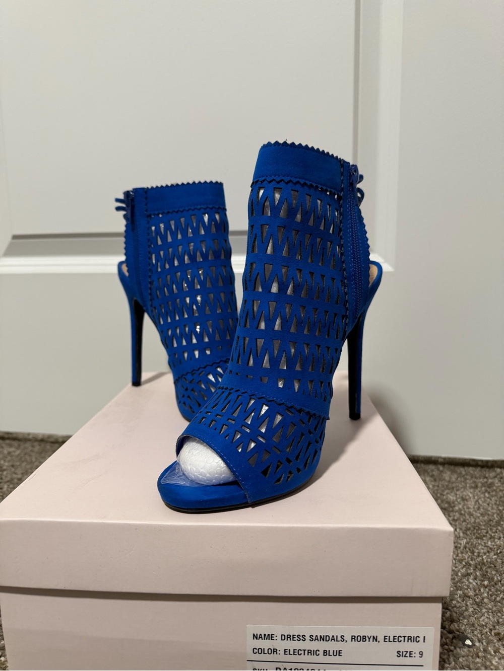 Electric Blue Cutout Peep-Toe High Heels
